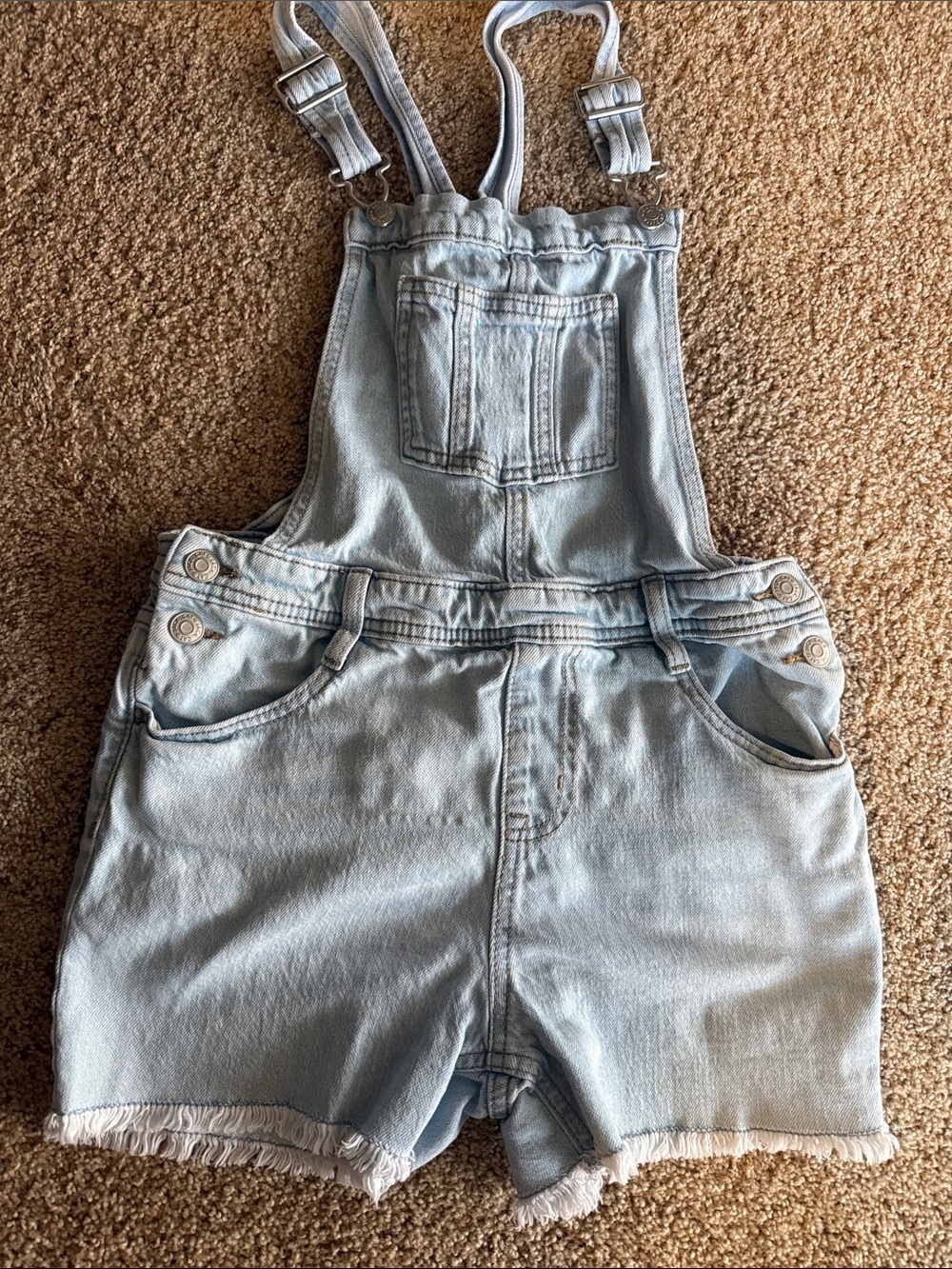 Kids Light Wash Denim Short Overalls
